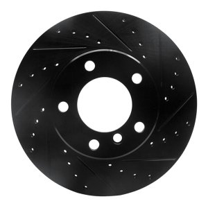 BMW 525I Brake Rotor (1) - Front Right - R1 Concepts - Drilled & Slotted - Black - `96-`03